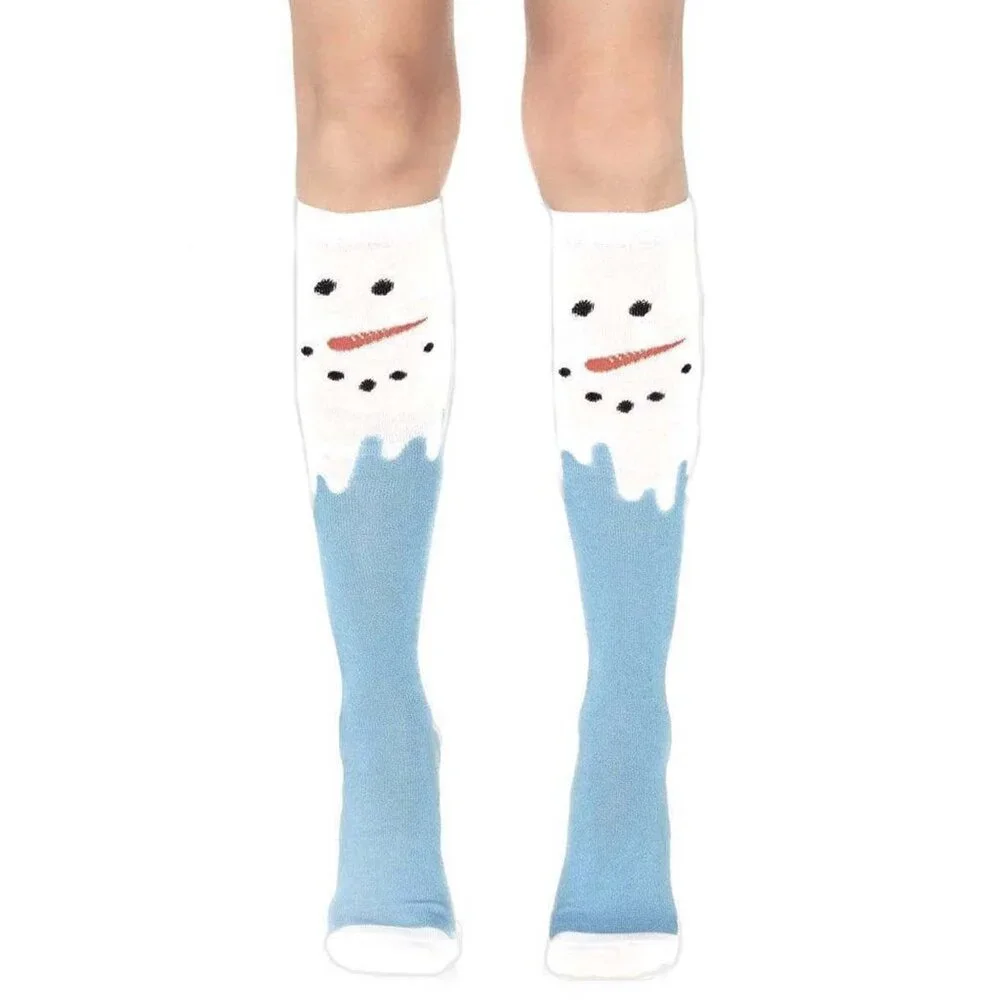 Snow Man Socks Womens One Size OS Festive Holiday Costume Hosiery